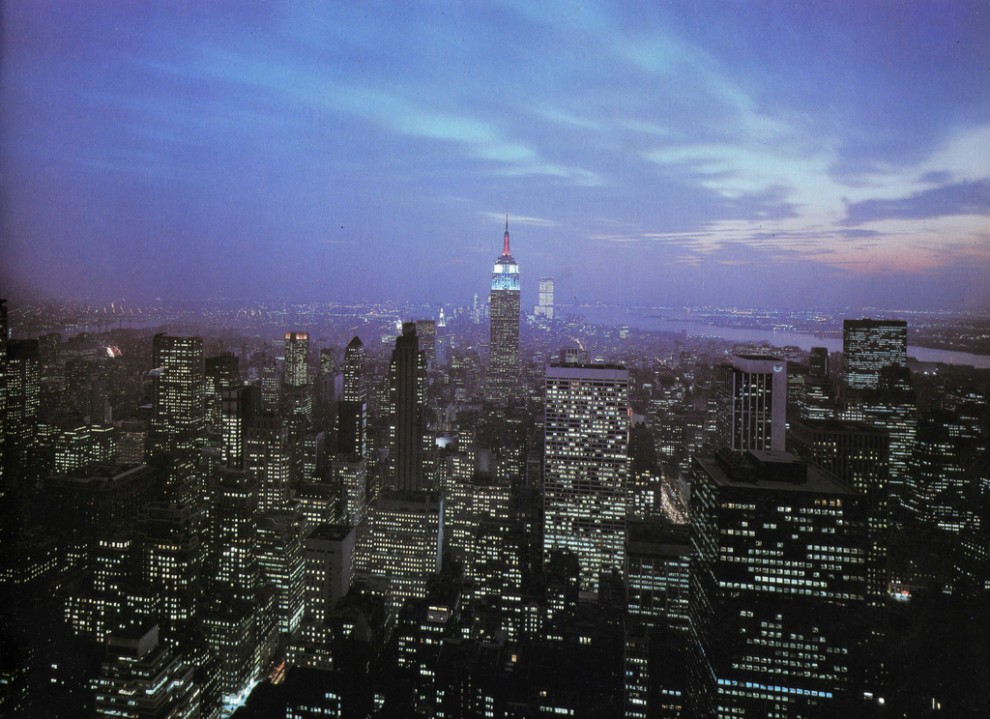 Night view Midtown Manhattan looking south from RCA Building in April 1981.