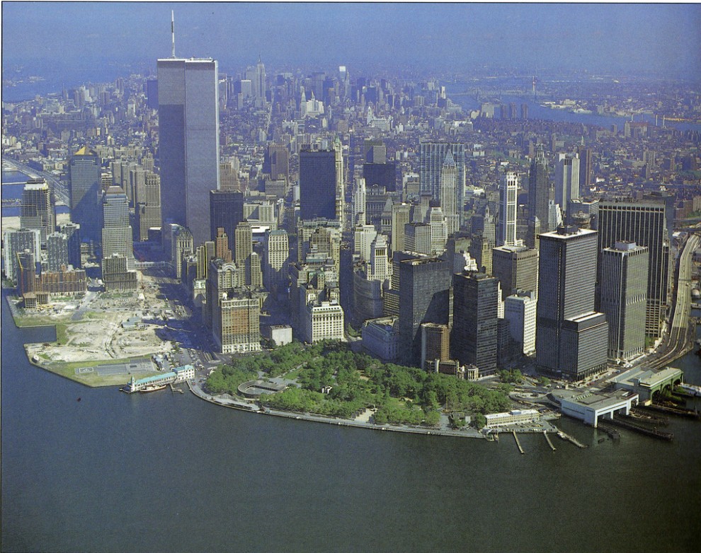 Lower Manhattan Financial District looking north in September 1985.