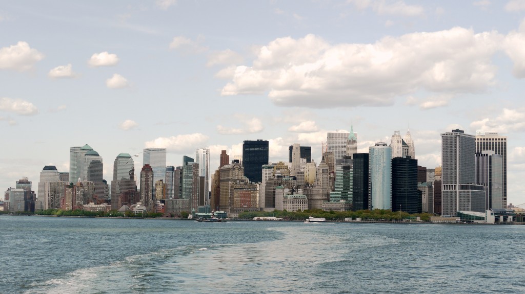  lower Manhattan skyline taken from the Staten Island Ferry in 2004.