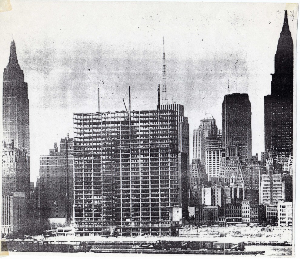 Construction of the UN's Secretariat Building in June 1949.