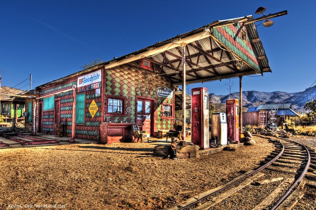 Old Gas Station in the living ghost town of Chloride, Arizona