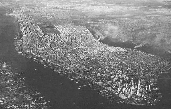 Manhattan from the air, 1949.