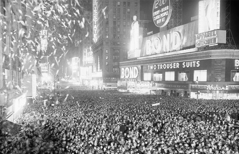 Revelers celebrate New Year in Times Square, New York. 1938.