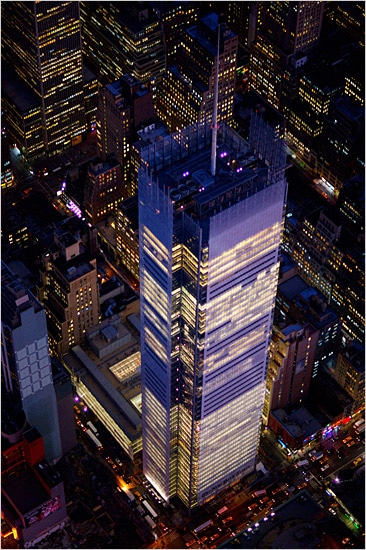 Completed in 2007, the New York Times Building stands at 1,046ft (319m) and looms large over the skyline of midtown Manhattan.