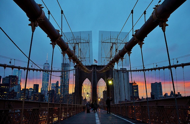 A walk across the Brooklyn Bridge on the 4th of January 2015.