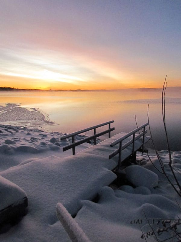 Lake Storuman, Sweden at sunrise.