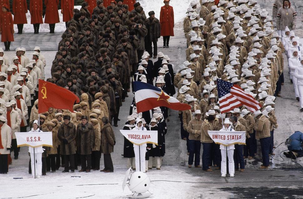 1980 winter Olympics opening ceremony during the height of the Cold War.