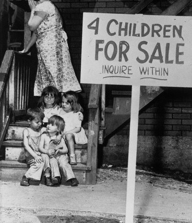 4 children for sale. Chicago, 1948.