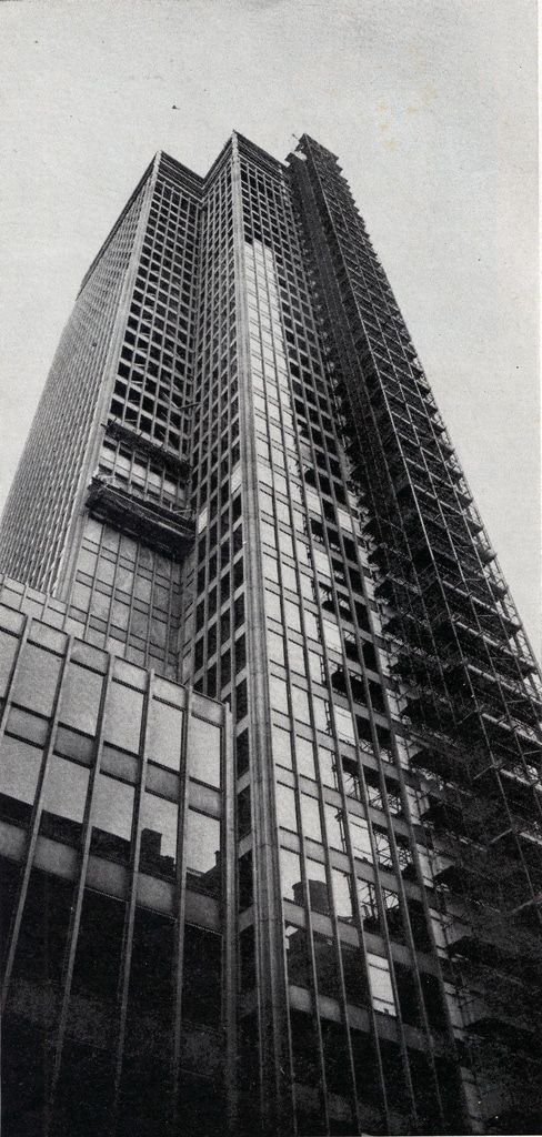 Construction work on the Seagram Building. March, 1957.