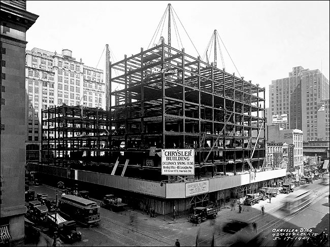 Construction begins on the Chrysler Building (1928).