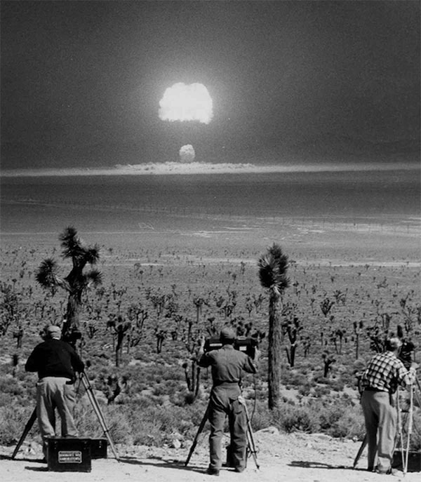Filming the atomic blast of Wasp Prime Test, Nevada. 18th February 1955.